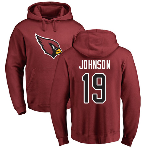 Arizona Cardinals Men Maroon KeeSean Johnson Name And Number Logo NFL Football #19 Pullover Hoodie Sweatshirts